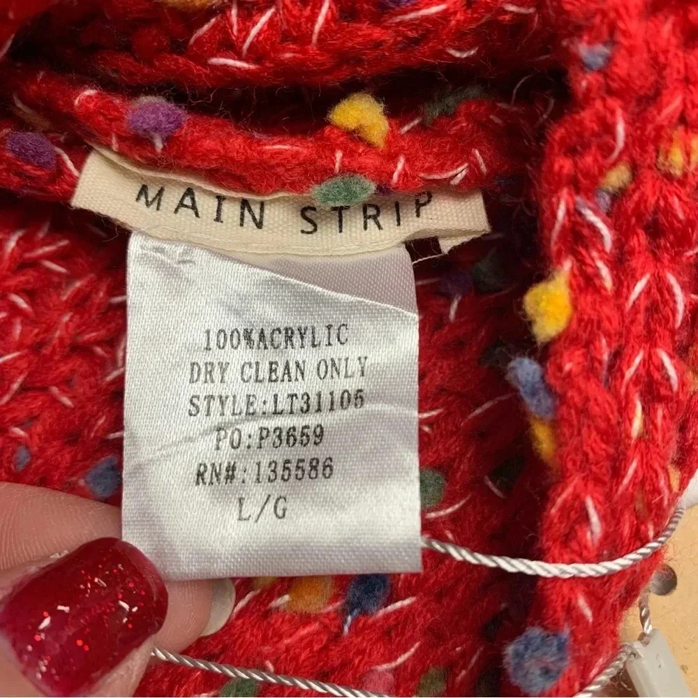 Main Strip red popcorn twist back top size large NWOT super cute oversized - Picture 7 of 9